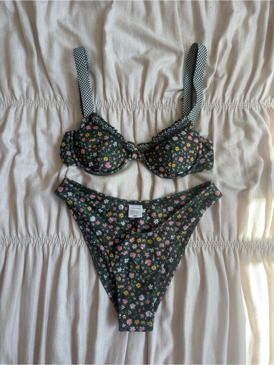 Strawberry Milk Mob Other - Strawberry Milk Mob Dark Green Floral Bikini Set